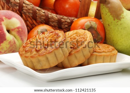 Chinese famous food--Mooncakes,whi ch are Chinese pastries traditionally eaten during the Mid-Autumn Festival / Zhongqiu Festival(the third major festival of the Chinese calendar).
