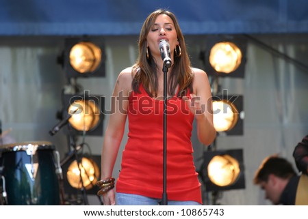 Melanie Blatt of the famous girl group All Saints singing live on stage