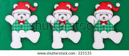 Three teddy bear Christmas wrapping paper macro