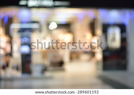 Blurred background of modern fashion shop storefront and showcase