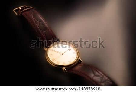 men's wrist silver watch isolated on black