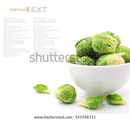 Brussels sprouts in a bowl isolated on white