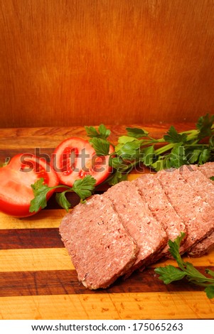 Corned Beef over wooden background