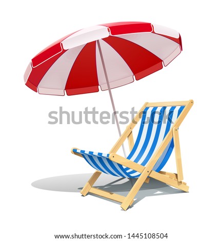 Similar – Image, Stock Photo Sunshade and deck chairs on a beach in Mauritius