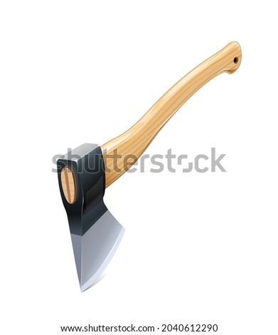 Axe. Manual tool for chop wood. Ax steel build cut equipment. Isolated on white background. Eps10 vector illustration.