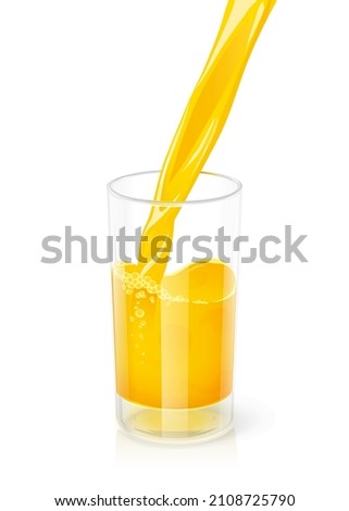 Glass for drink with orange juice. Kitchen tableware. Isolated on white background. Eps10 vector illustration.