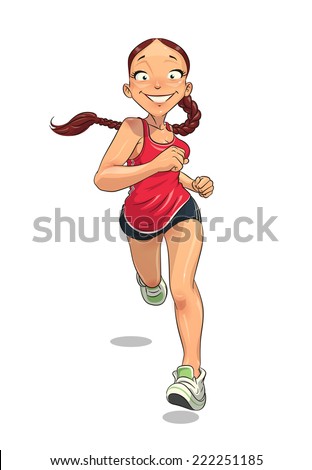 Sport. Running Girl. Eps10 Vector Illustration. Isolated On White ...