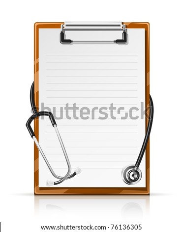 clipboard with phonendoscope vector illustration isolated on white background