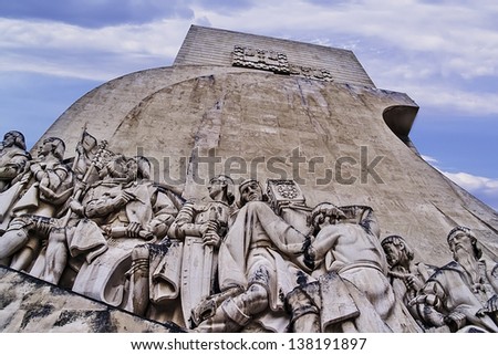 LISBON - NOVEMBER 30: Monument to the Discoveries on NOvember 30, 2012 in Lisbon. Homage to grand Age of portuguese exploration and discoveries XV - XVI centuries (Cottinelli Telmo 1958 - 1960) Detail
