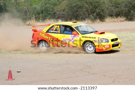 Rally car busy racing