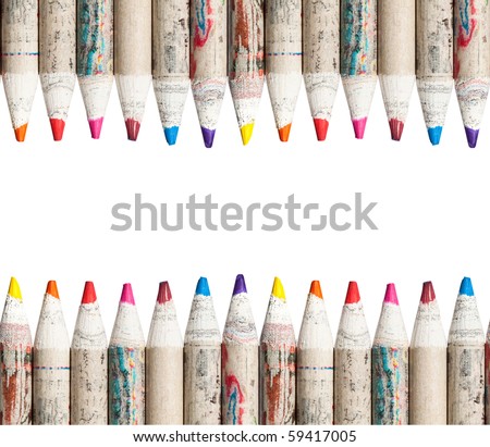 Colored pencils with copy space for text and logos