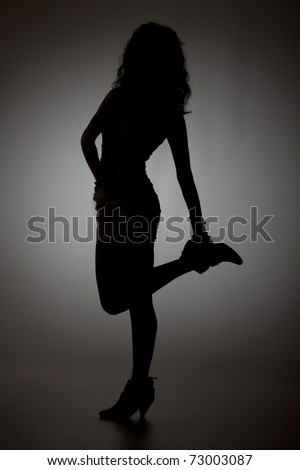 Silhouette of beautiful model with curly hair