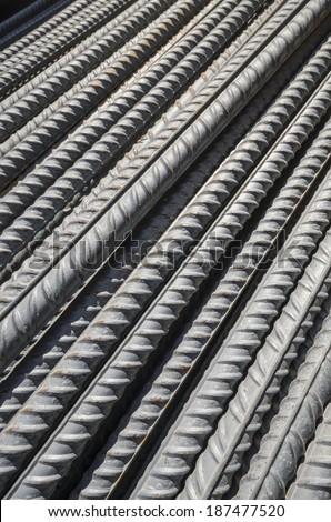 Steel striped construction rods  Close view of metal rods used in almost every heavy built construction