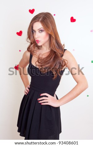 sexy redhead in valentine day outfit