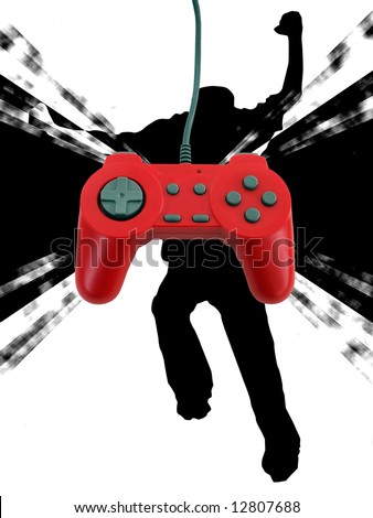 A red game controller isolated over white with plenty of copyspace.  This file includes the clipping path.