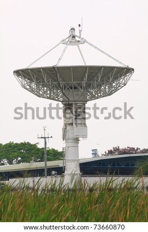 large satellite dish at space control centre