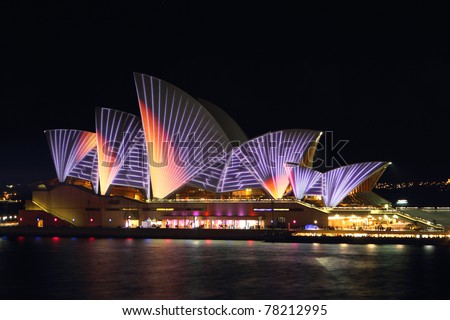 SYDNEY, AUSTRALIA - MAY 27: Sydney Opera House shown during Vivid Sydney: A Festival of Light, Music & Ideas on May 27, 2011 in Sydney, Australia.