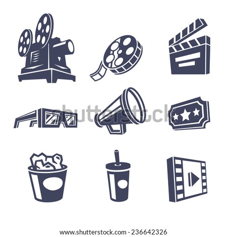 Cinema icons. Vector illustration.