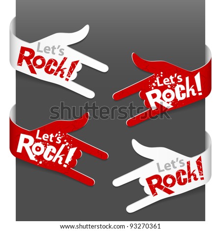 Left and right side signs - Let's Rock!. Vector illustration.