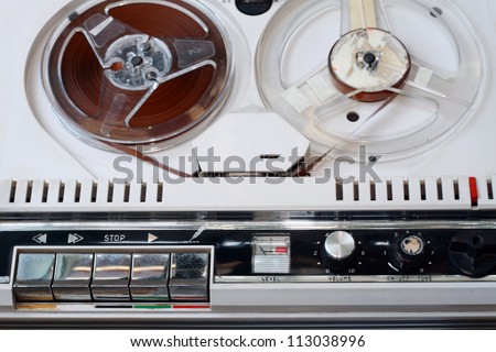 old tape recorder close up  view from above