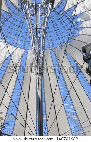 BERLIN, GERMANY - MAY 15: detail of the Sony Center ceiling in a low angle view on May 15, 2013 in Berlin, Germany. The Sony Center is a Sony-sponsored building complex located at the Potsdamer Platz