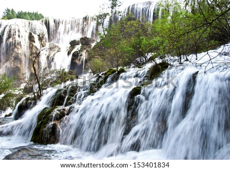 waterfall landscape at china jiuzhaigou