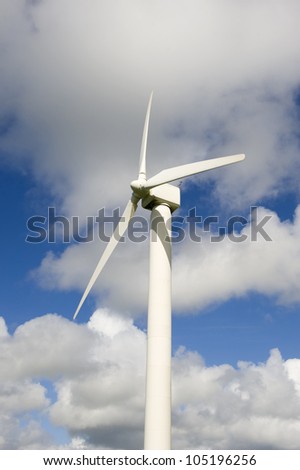 Wind turbine against the cloudy sky.This is in Cornwall (UK).