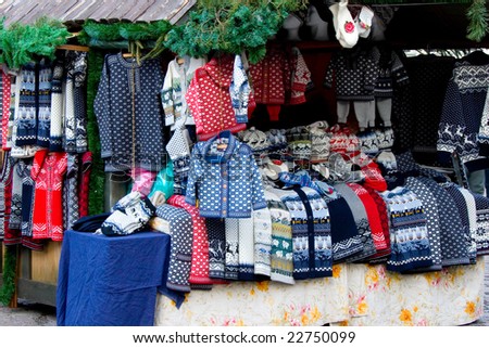 warm clothes in the Christmas market