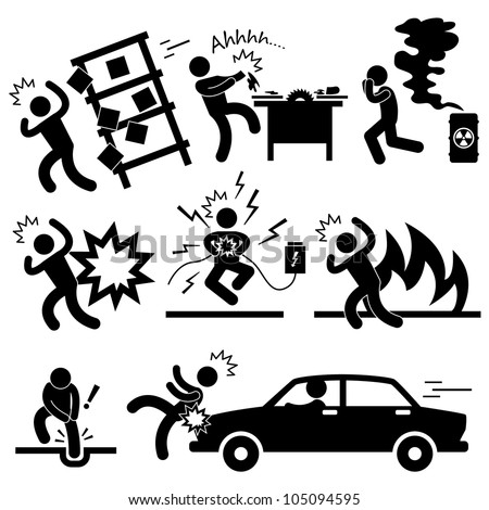 Car Accident Explosion Electrocuted Fire Danger Icon Symbol Sign ...