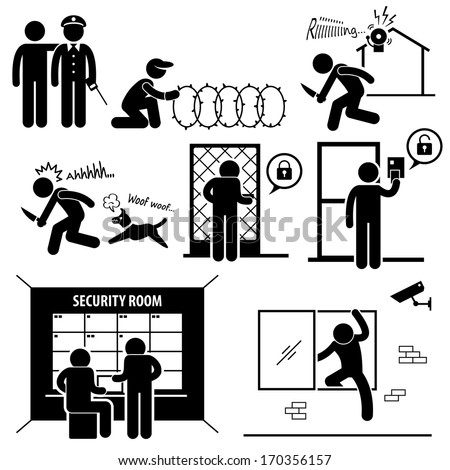 Security System Stick Figure Pictogram Icon