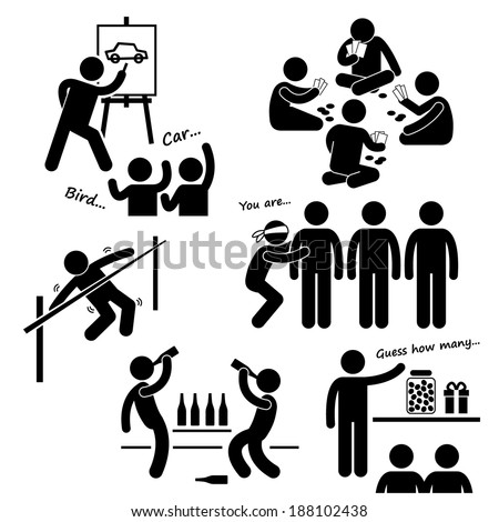 Party Recreational Games Stick Figure Pictogram Icon Clipart