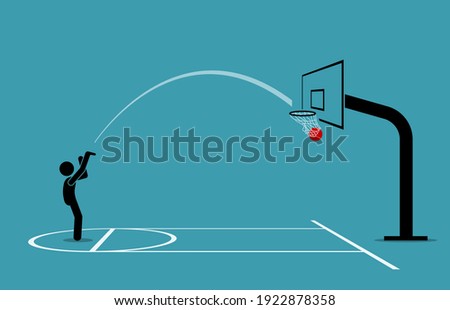 Similar – Image, Stock Photo Basketball hit the net, the goal is achieved. Low angle view