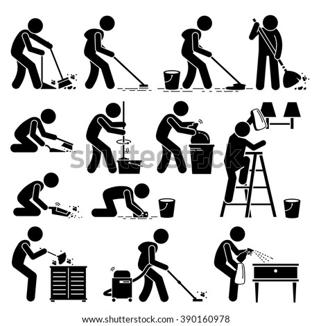 Cleaner Cleaning and Washing House Pictogram