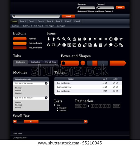 Website Web Design Elements Dark Vector