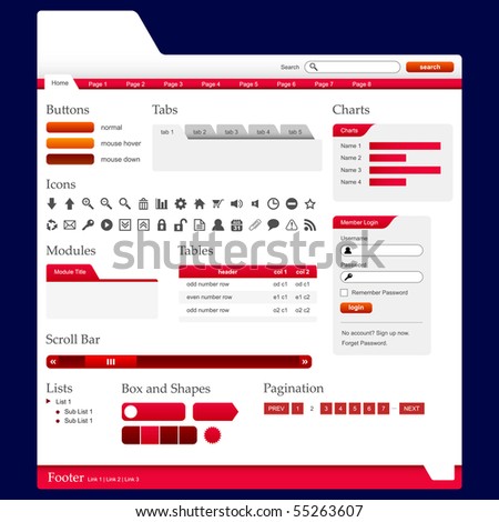 Website Web Design Elements Red Theme