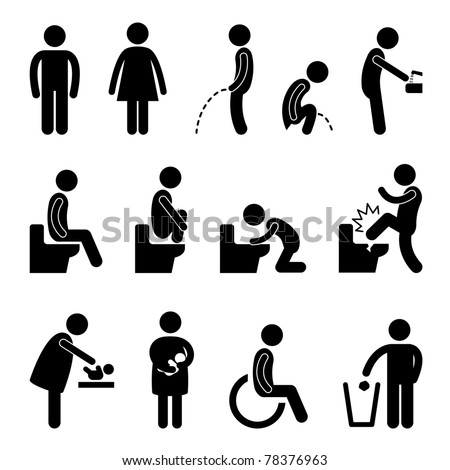 Toilet Bathroom Male Female Pregnant Handicap Public Sign Symbol Icon Pictogram