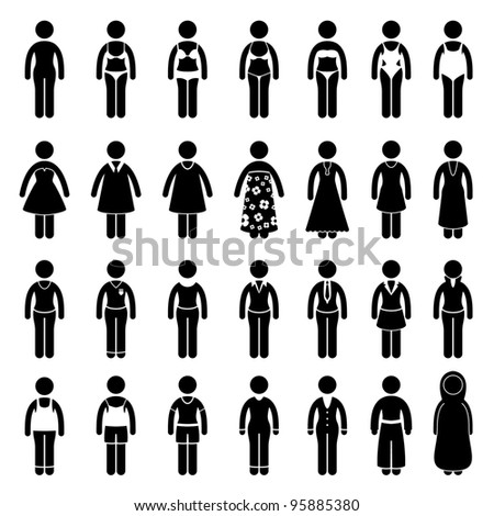 People Woman Female Fashion Wear Clothing Icon Symbol Sign Pictogram