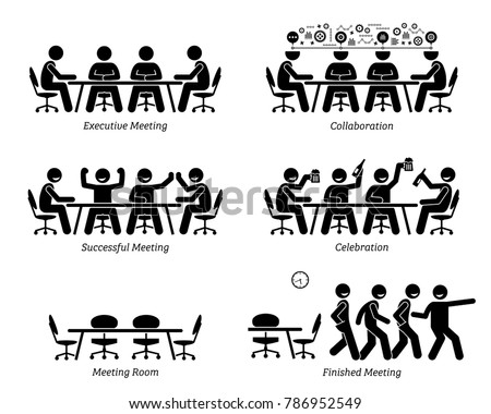 Executives having effective and efficient meeting and discussion. The businessmen have good collaboration, a successful meeting, and celebration. They finished the meeting earlier than expected.