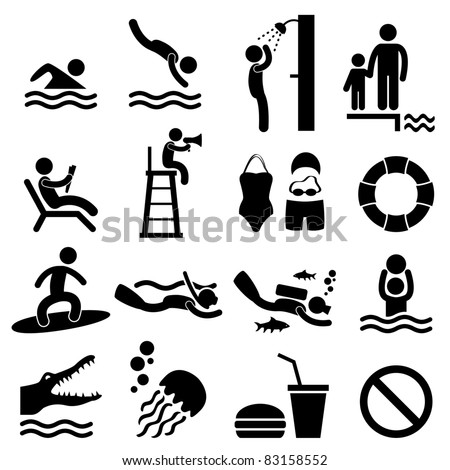 Man People Swimming Pool Sea Beach Sign Symbol Pictogram Icon