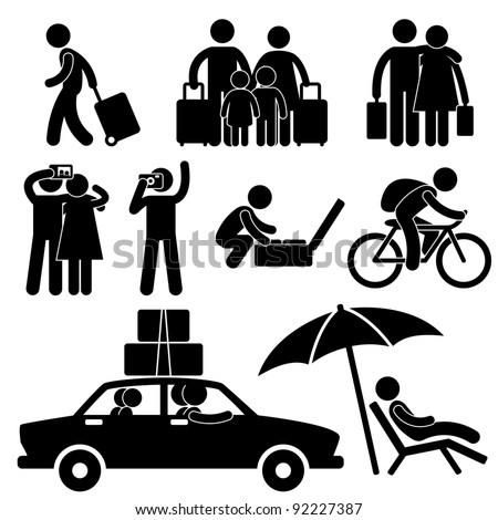 Family Couple Tourist Travel Vacation Trip Holiday Honeymoon Icon Symbol Sign Pictogram