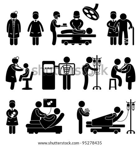 Hospital Clinic Medical Healthcare Doctor Nurse Icon Symbol Sign Pictogram