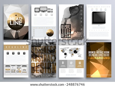 Set of Design Templates for Brochures, Flyers, Mobile Technologies, Applications, and Online Services, Typographic Emblems, Logo, Banners and Infographic. Abstract Modern Backgrounds. 