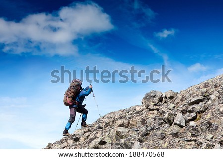 Hiker walking along the trail