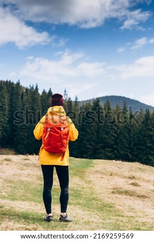 Image, Stock Photo Mountain ridge against cloudy blue sky