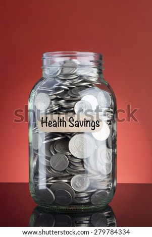 Health Savings concepts with coins in jar