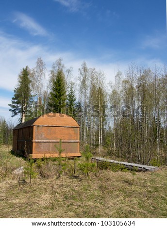 trailer house in forest