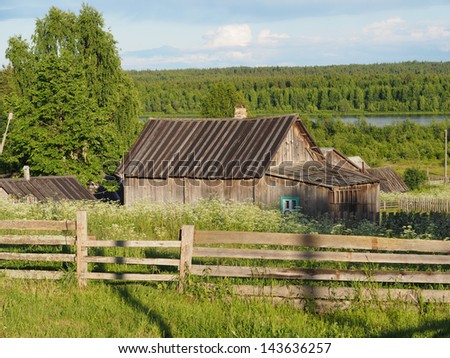 Wooden house in the village