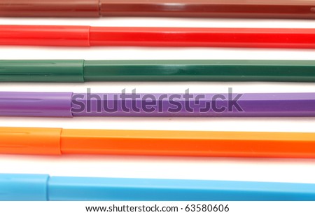 Color felt-tip pens on a white background