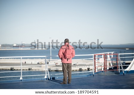 people back looking sea landscape from ship