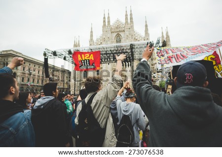 MILAN, ITALY - APRIL 25: celebration of liberation held in Milan on April 25, 2015.People took the streets in Milan to celebrate the 70th anniversary of the liberation of Italy from Nazism and Fascism
